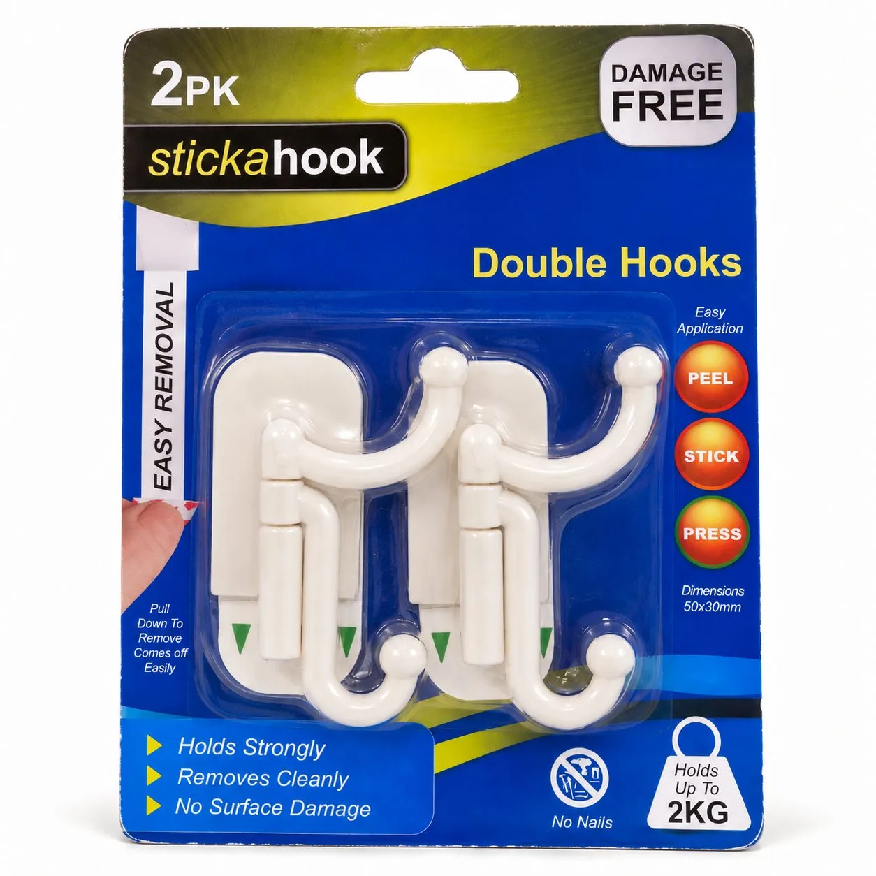 Crochets adhésifs doubles Stickahook 2 pièces