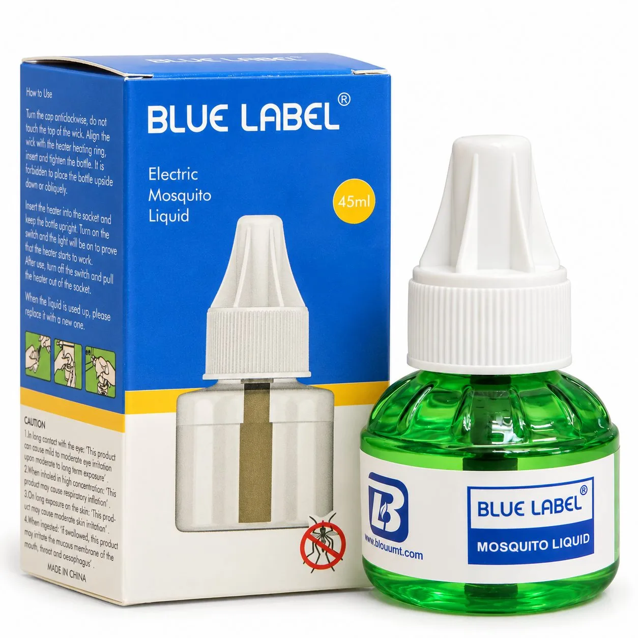 Recharge liquide antimoustique Blue Label 45 ml