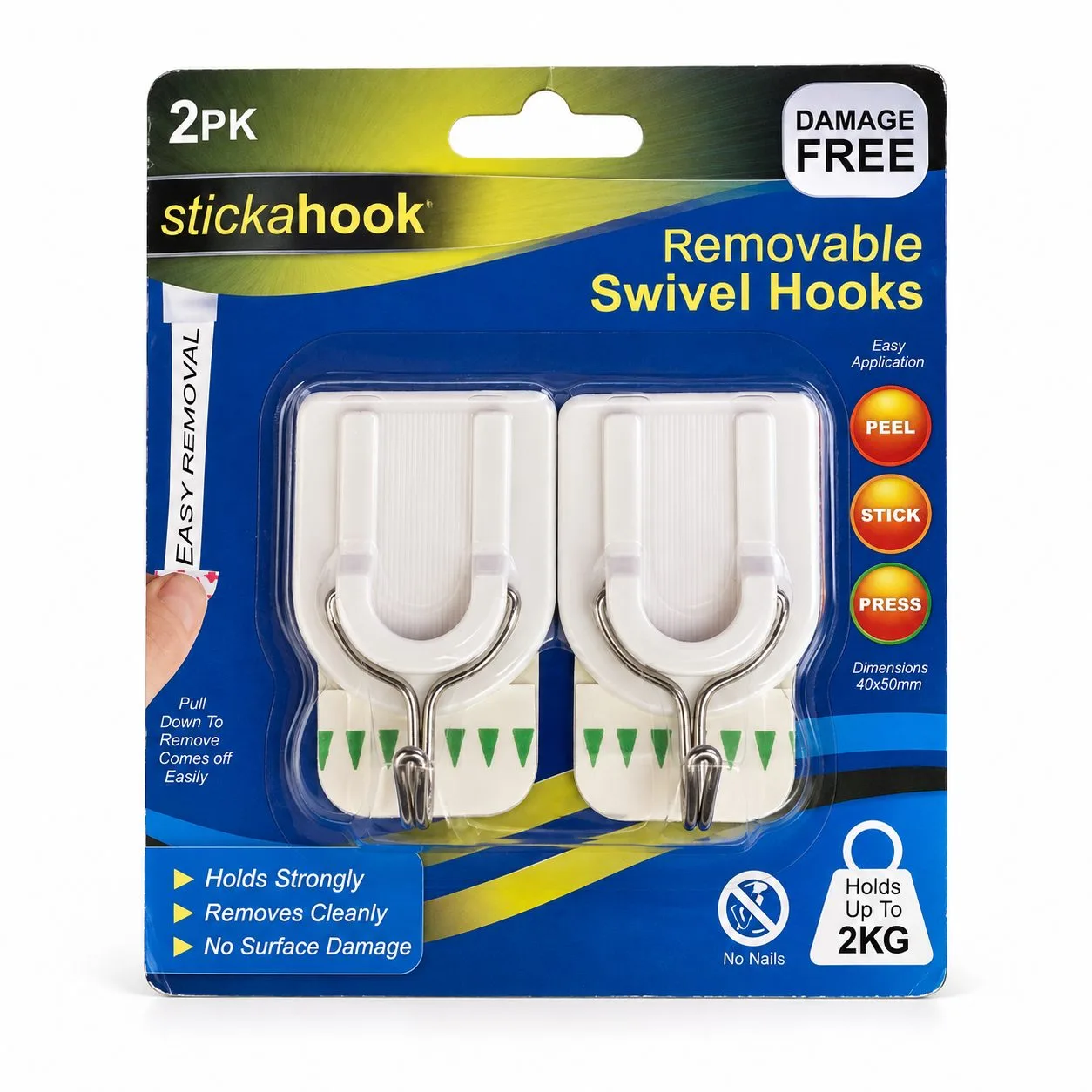 Crochets adhésifs orientables Stickahook 2 pièces