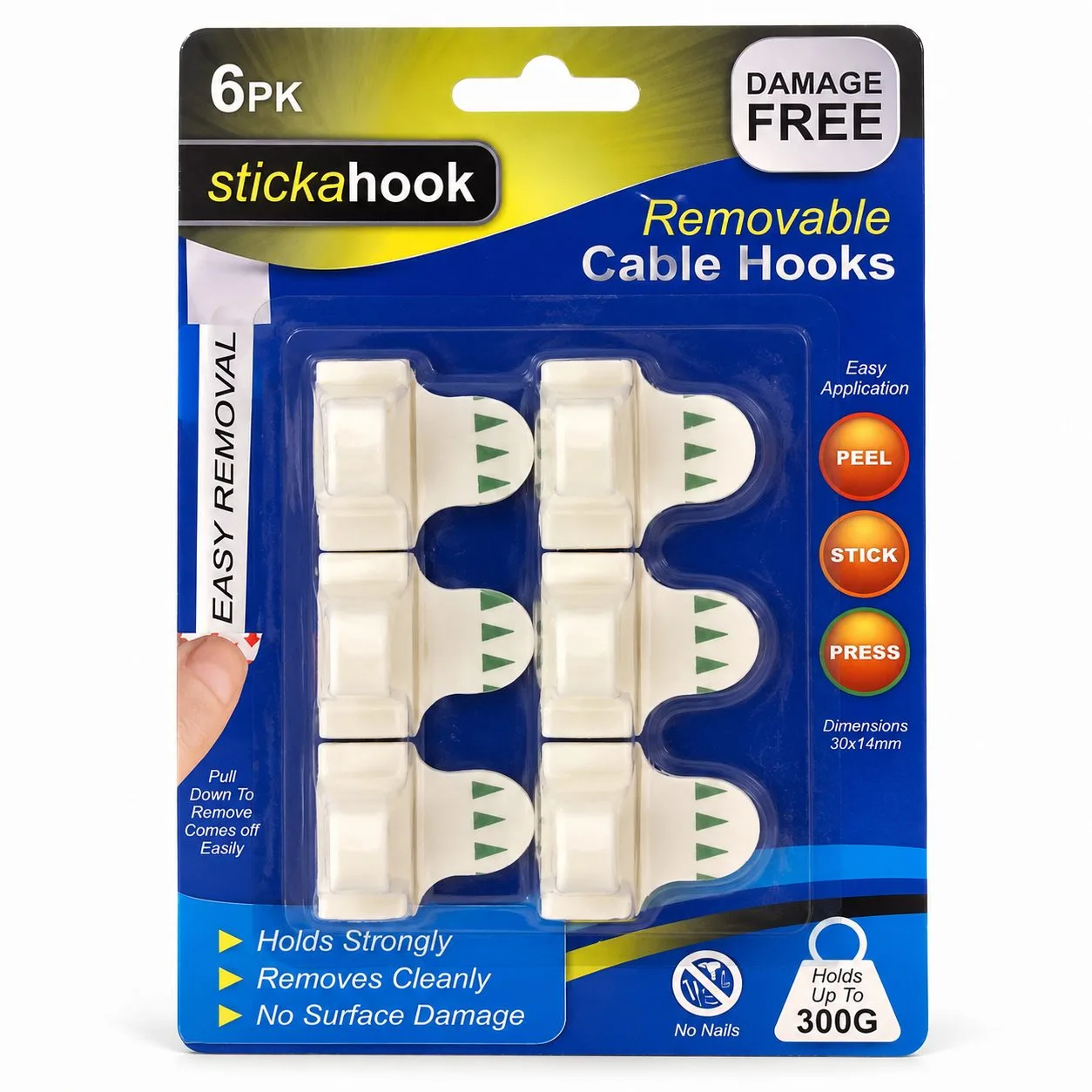 Crochets adhésifs pour câbles Stickahook 6 pièces