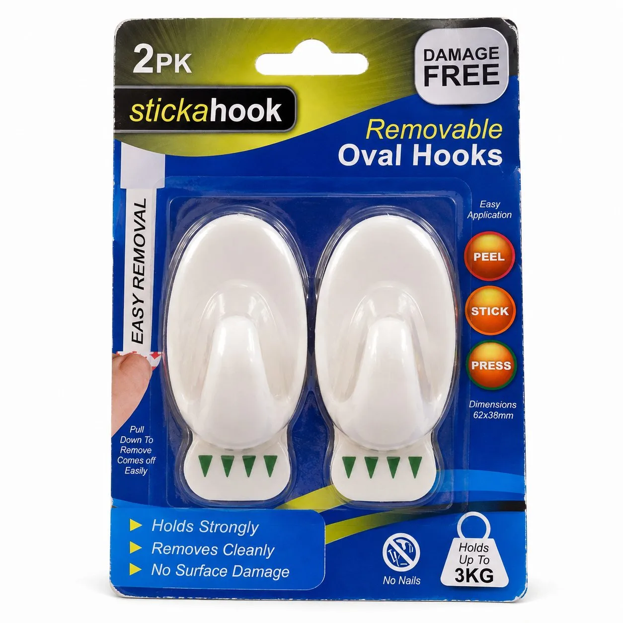 Crochets adhésifs ovales Stickahook 2 pièces